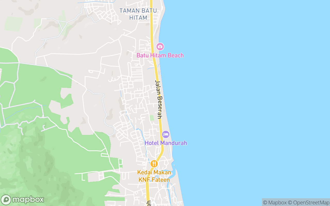 Map showing the location of Beserah Beach