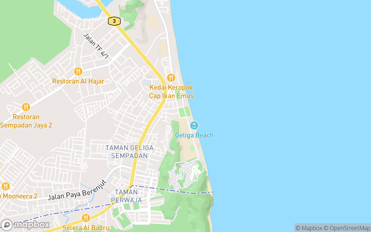 Map showing the location of Pantai Teluk Mak Nik