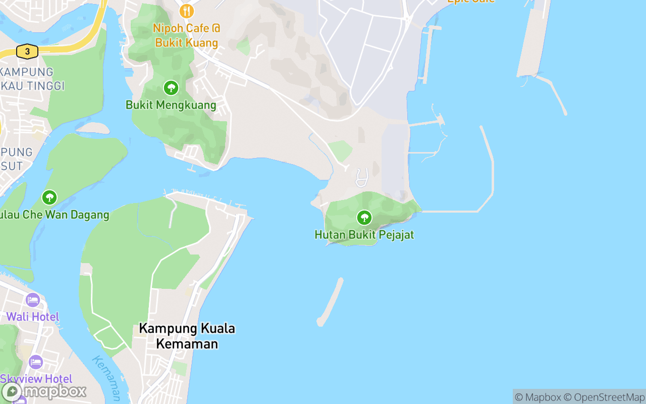 Map showing the location of Pantai Marina Telaga Simpul