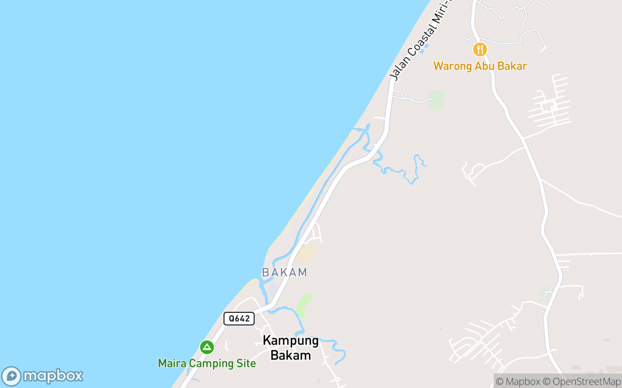 Map showing the location of Bakam Beach