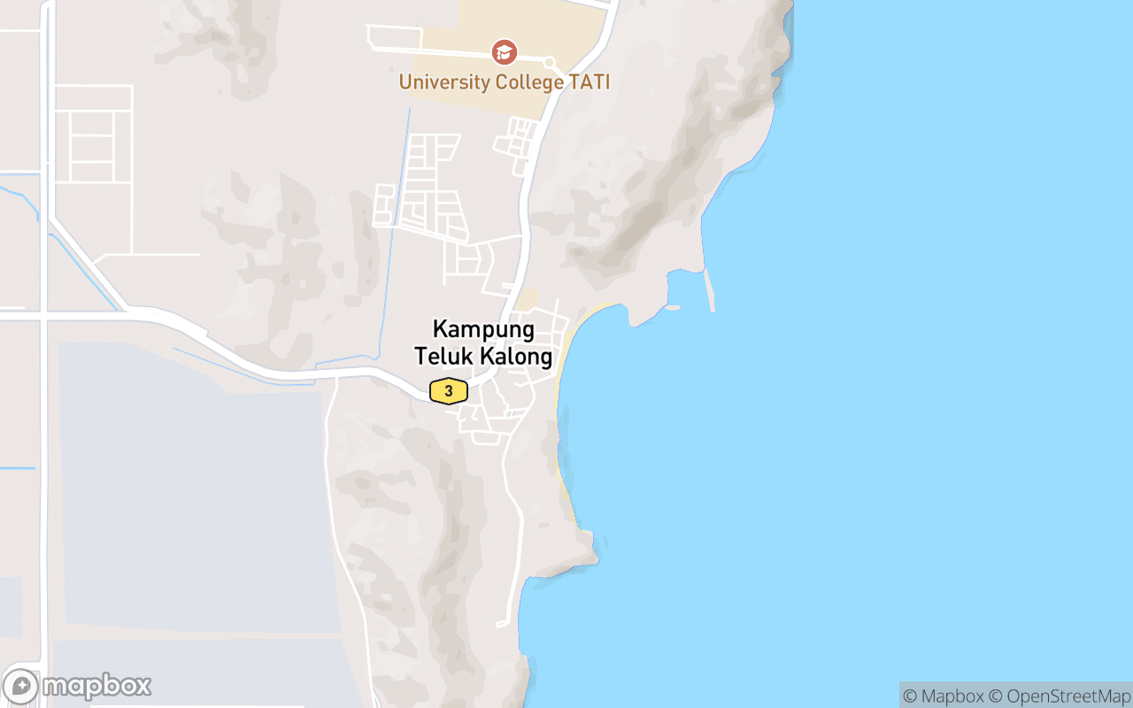 Map showing the location of Teluk Kalung Beach