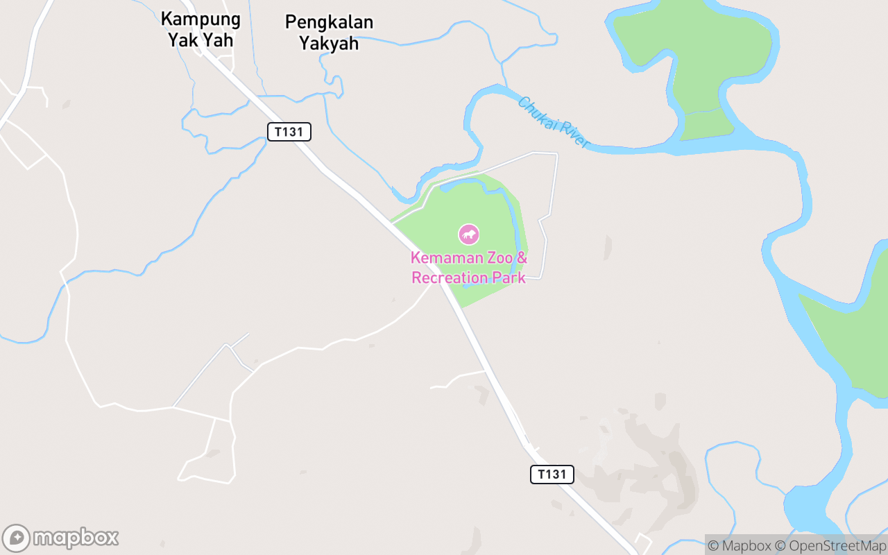 Map showing the location of Kemaman Zoo and Recreation Park