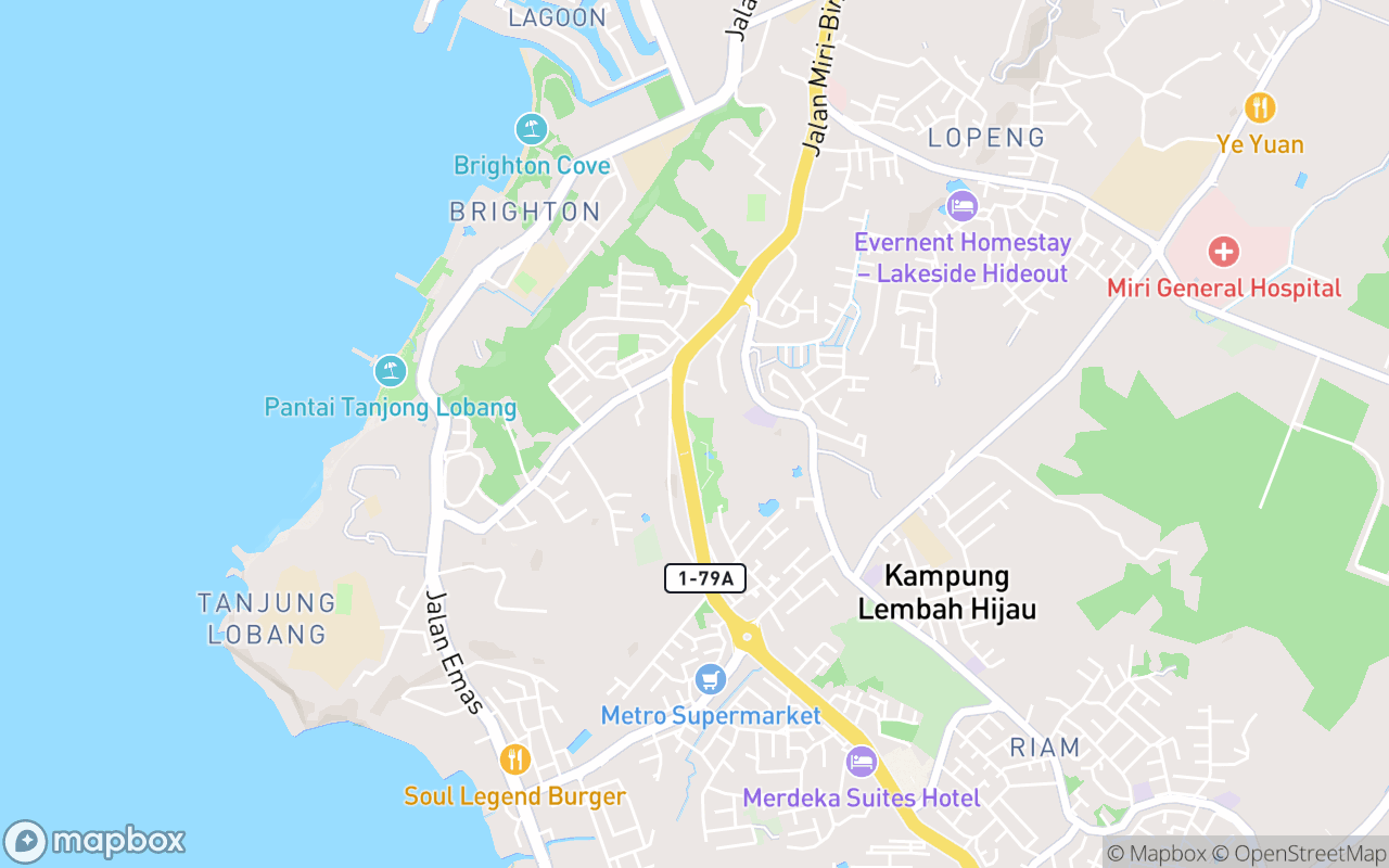 Map showing the location of Taman Awam Miri