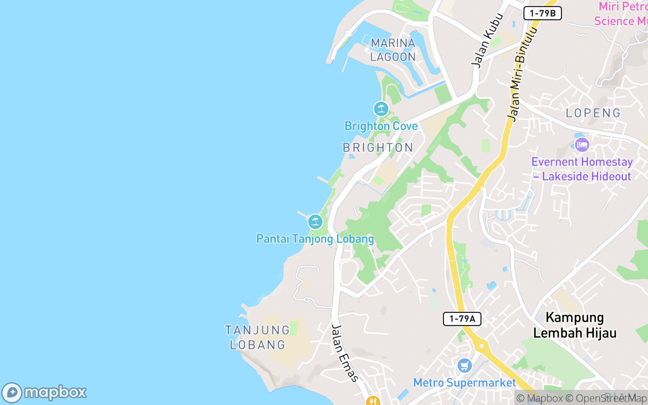 Map showing the location of Tanjong Lobang Beach
