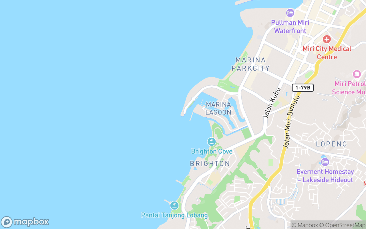 Map showing the location of Sea Horse Statue Miri Marina