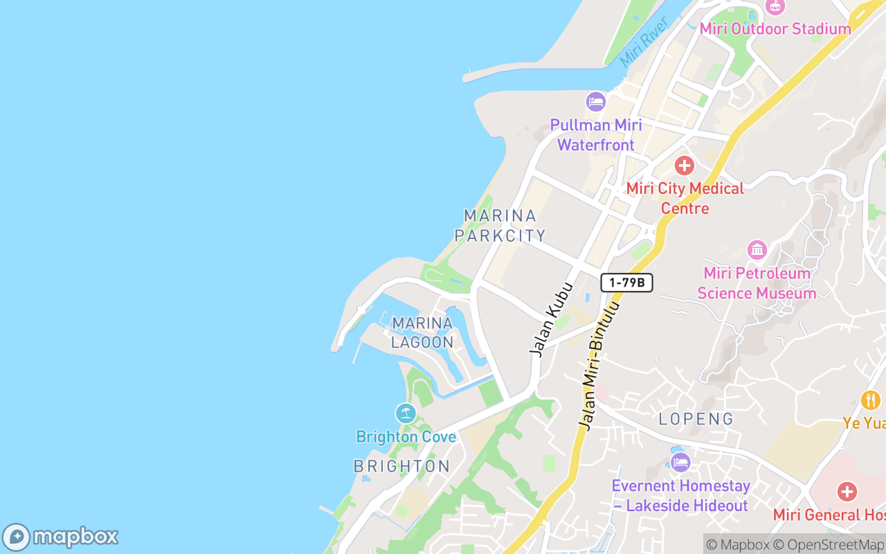 Map showing the location of Miri Central Park