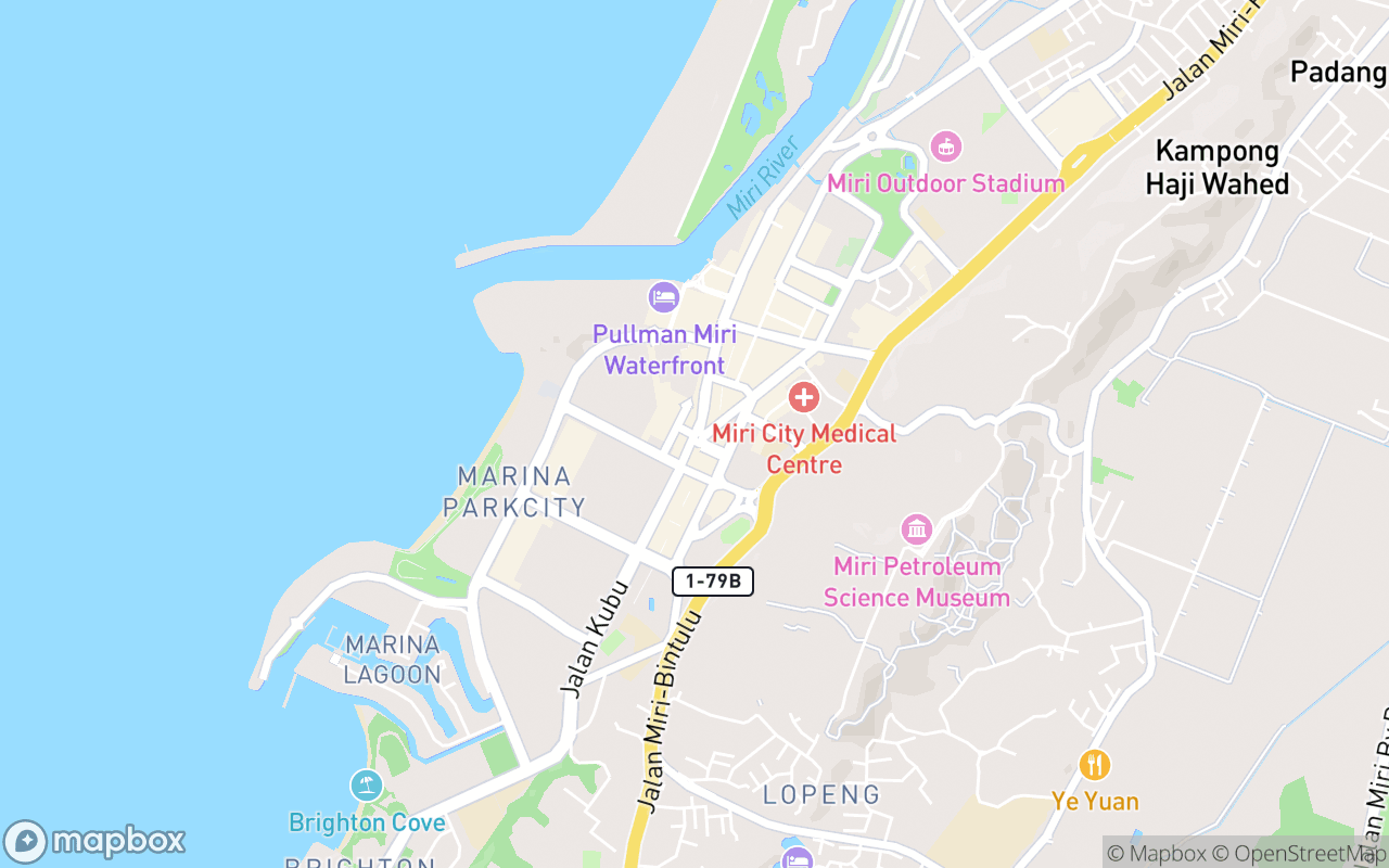 Map showing the location of Miri Times Square