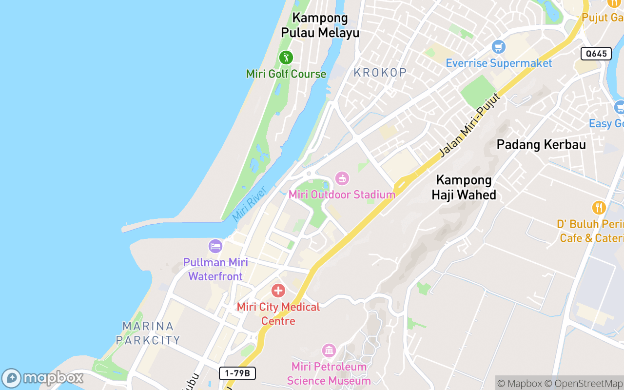 Map showing the location of Miri City Fan Recreation Park