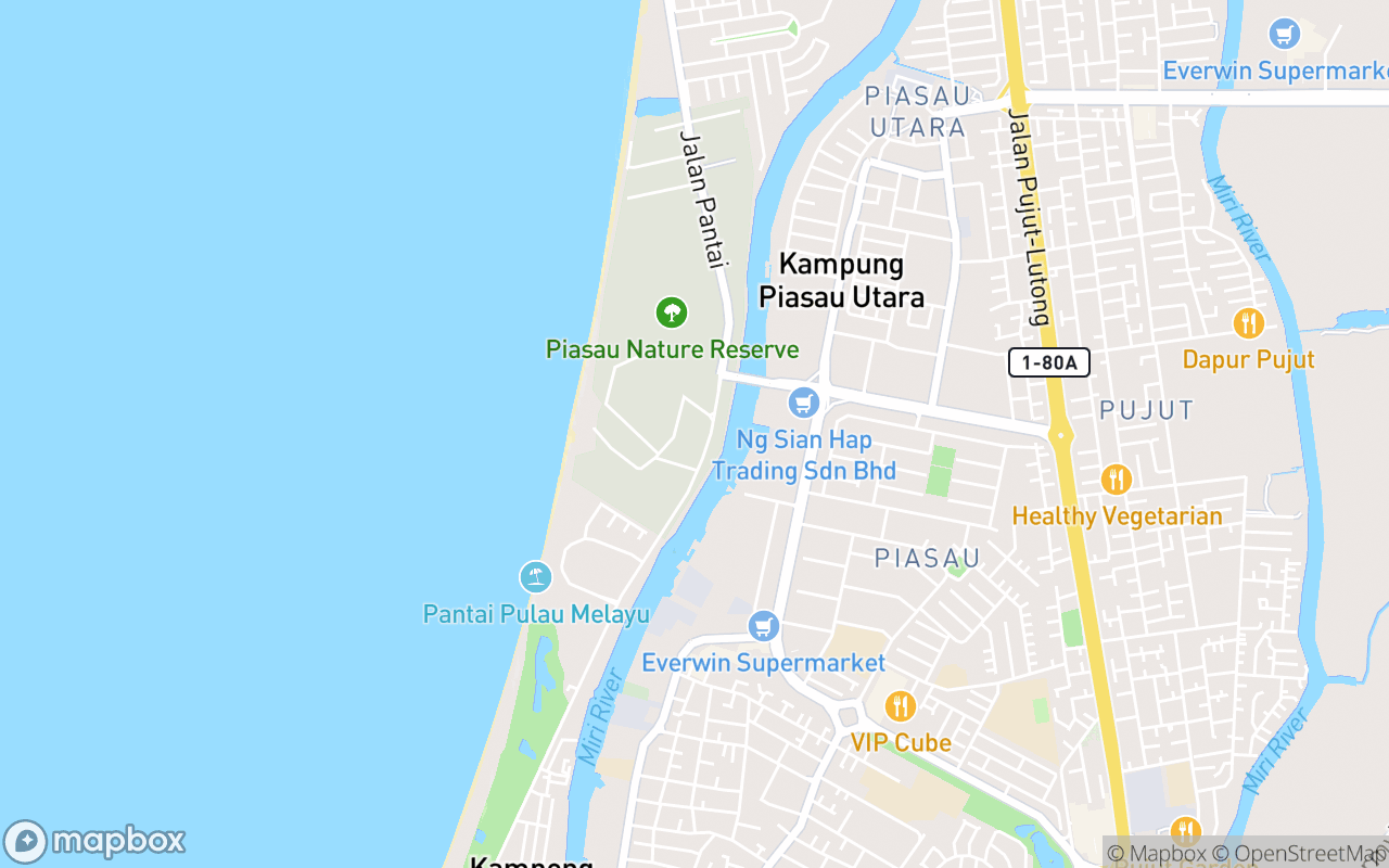 Map showing the location of Piasau Nature Reserve Visitor Centre