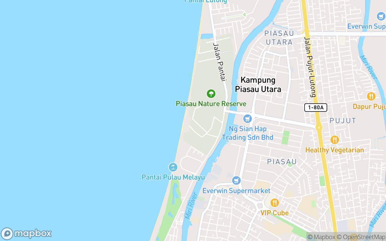 Map showing the location of Piasau Nature Reserve Ranger Station