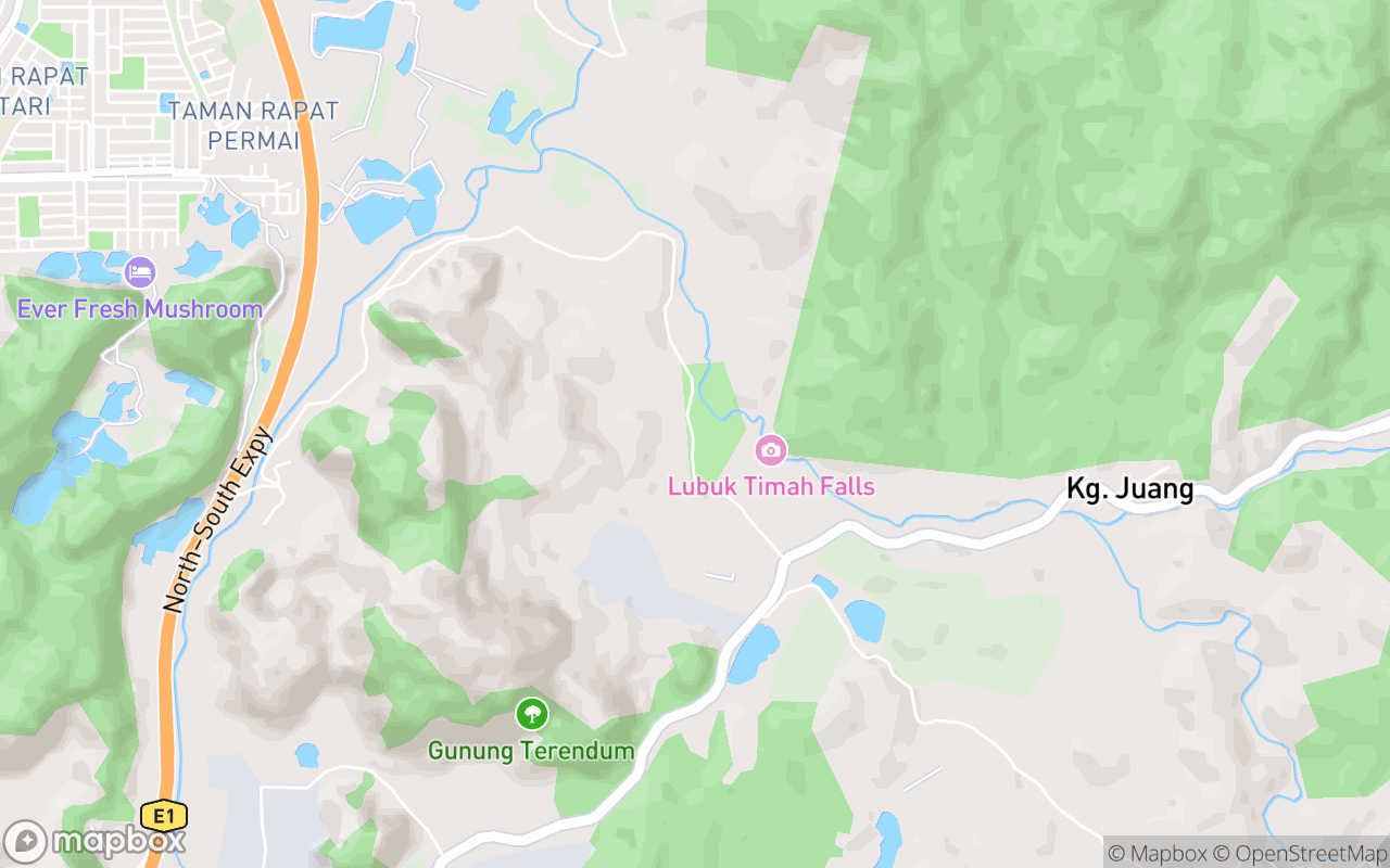 Map showing the location of Lubuk Timah Fall