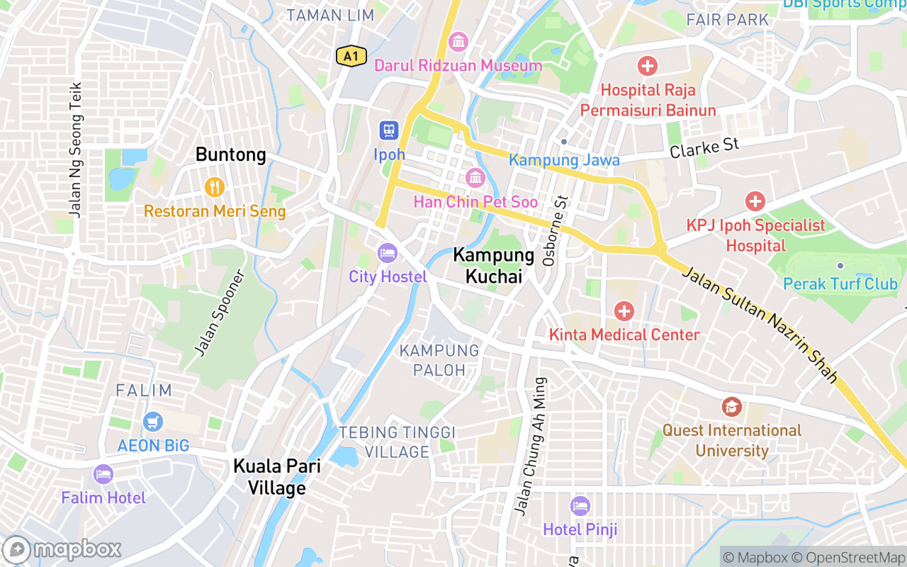 Map showing the location of Ipoh Cultural Corridor
