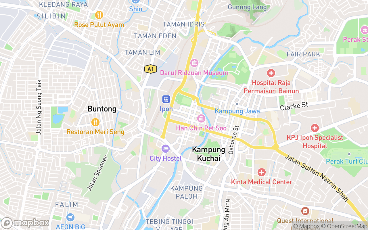 Map showing the location of Heritage Trail Ipoh