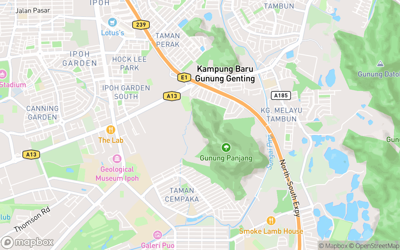 Map showing the location of Tambun Cave