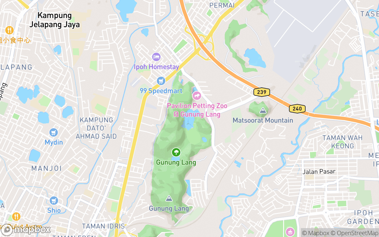 Map showing the location of Gunung Lang Recreational Park