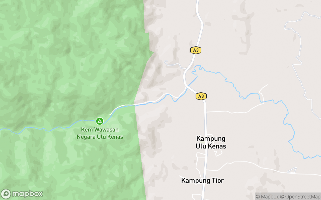 Map showing the location of Hutan Lipur Ulu Kenas Air Terjun