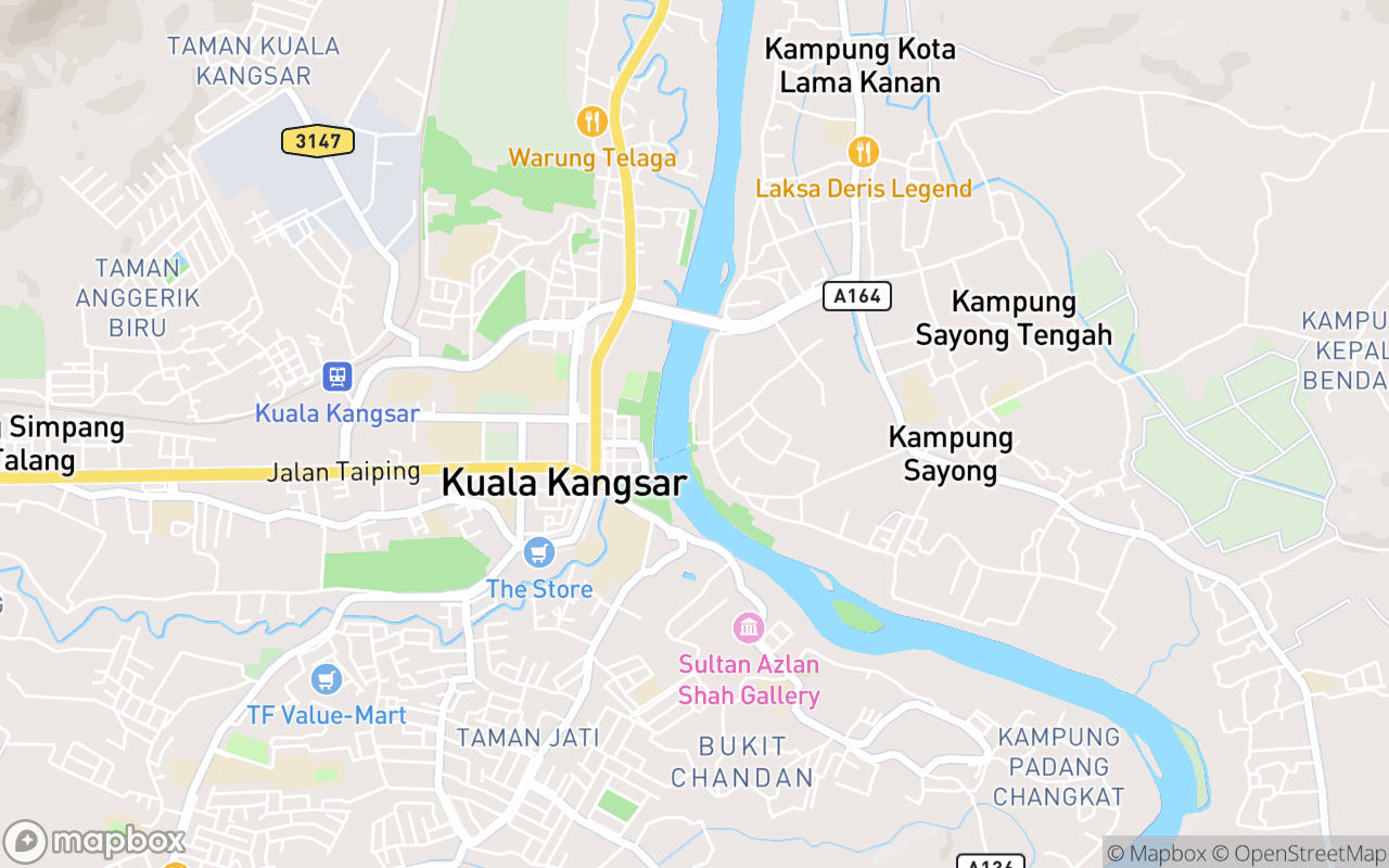 Map showing the location of Dataran Sayong Lembah