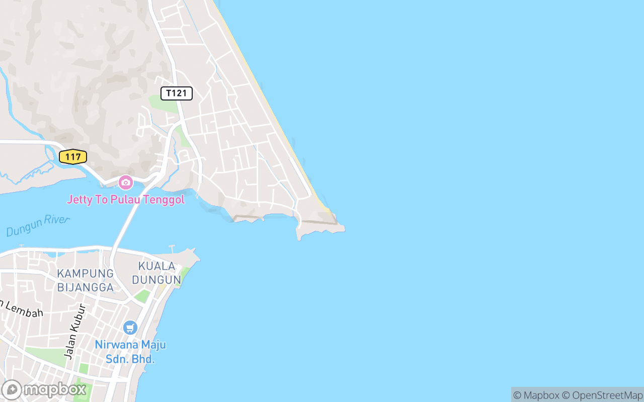 Map showing the location of Teluk Bidara Beach