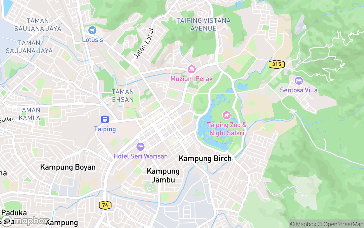 Map showing the location of Taiping Cross Street Bazaar