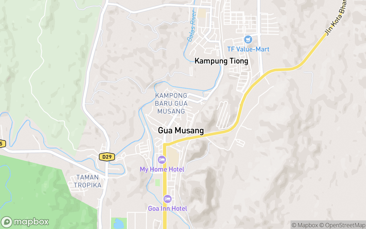 Map showing the location of Masjid Tengku Razaleigh