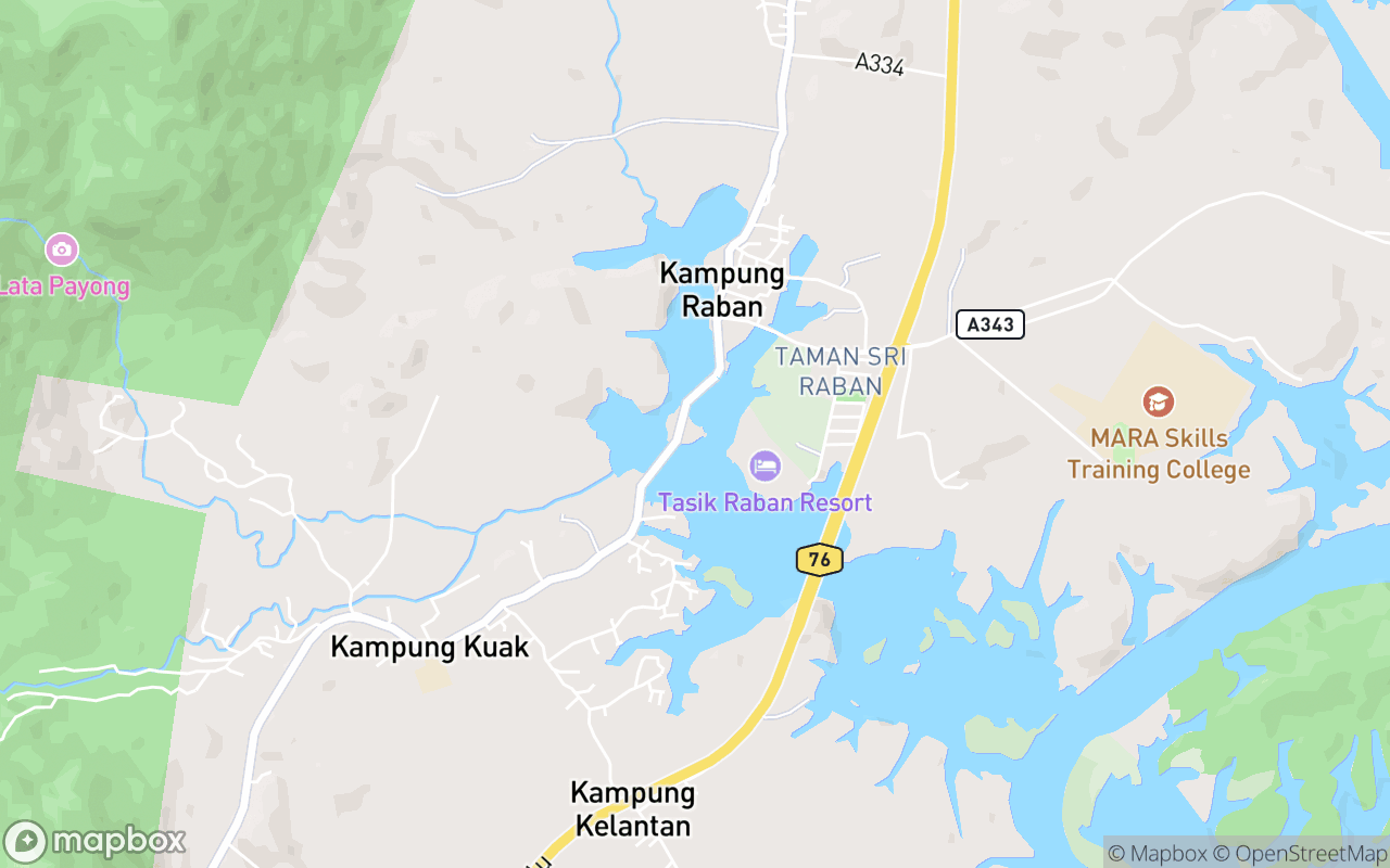 Map showing the location of Dataran Tasik Raban