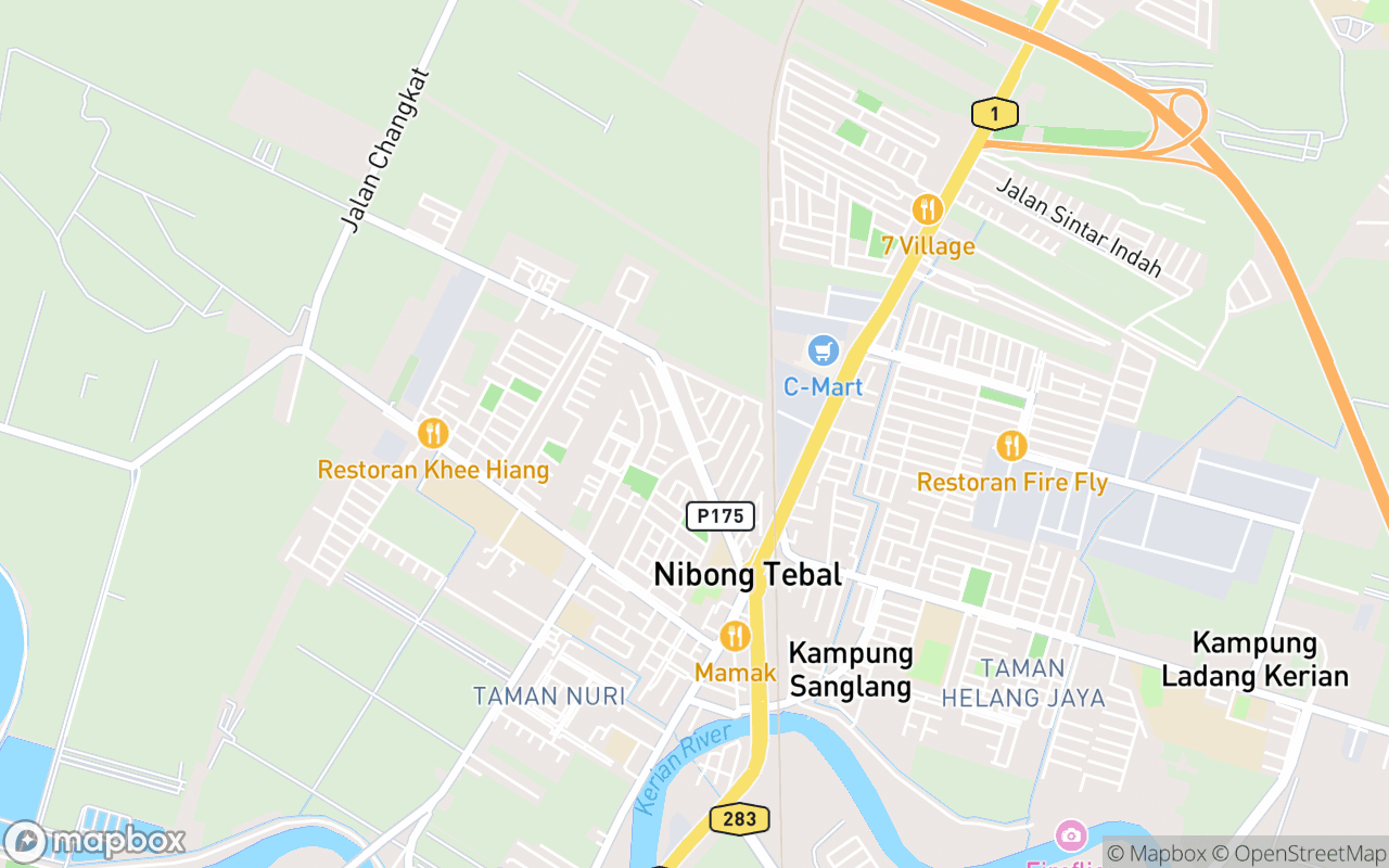 Map showing the location of Pasar Malam Nibong Tebal
