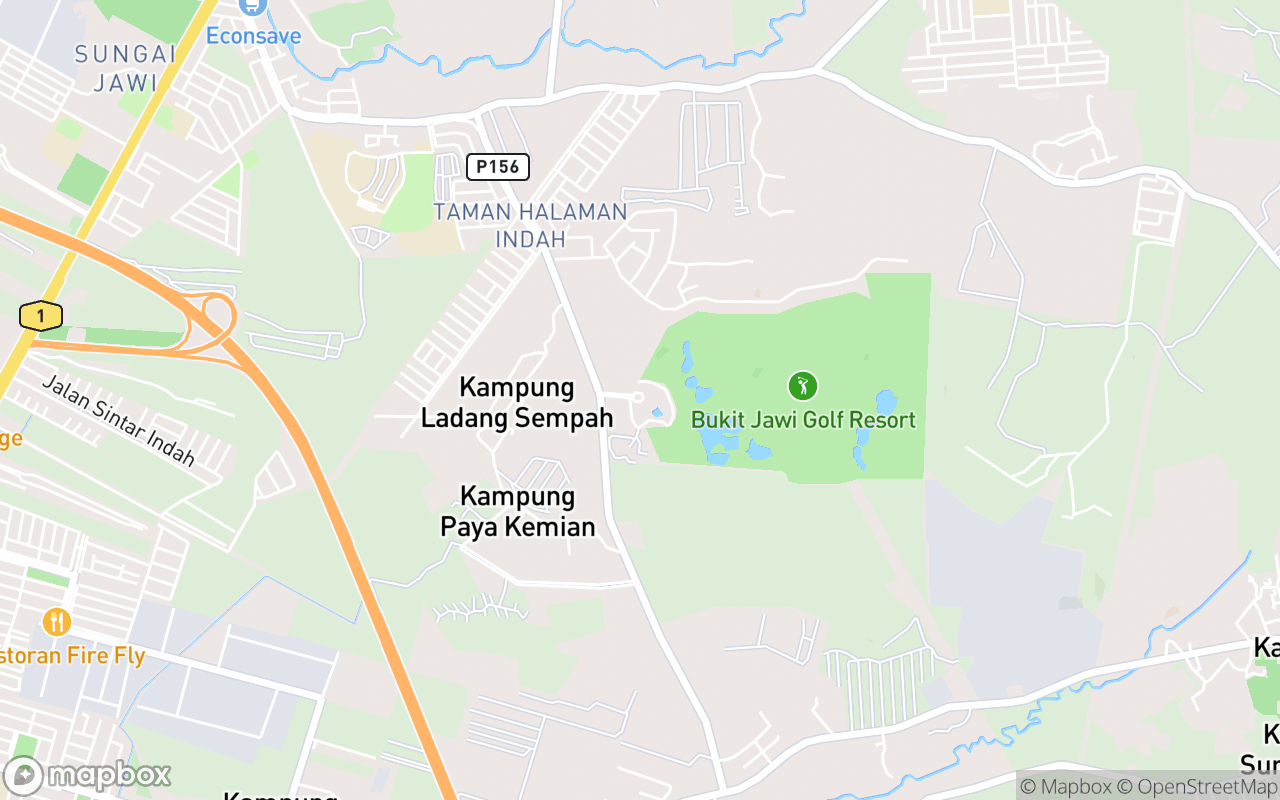 Map showing the location of Bukit Jawi Golf Resort