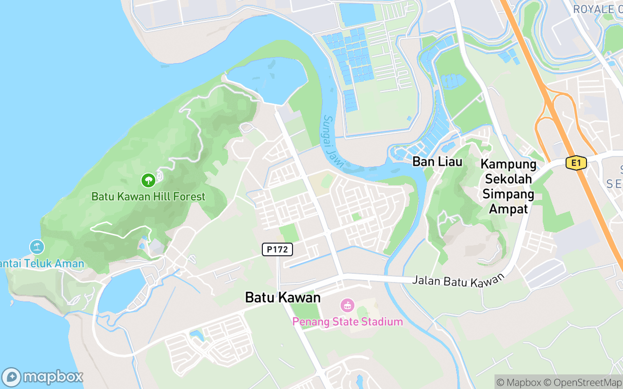 Map showing the location of Pasar Malam Batu Kawan