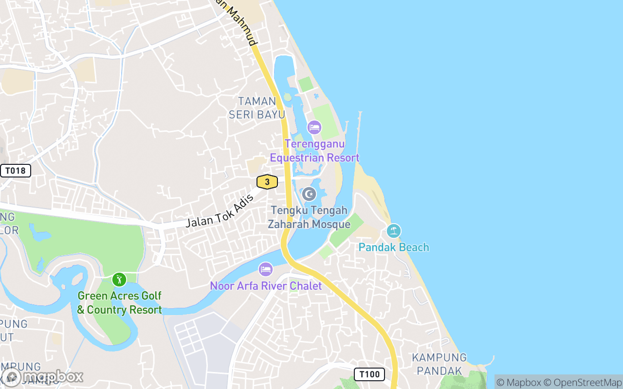 Map showing the location of Masjid Tengku Tengah Zaharah
