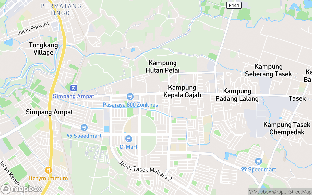 Map showing the location of Pasar Malam Khamis Bandar Tasek Mutiara