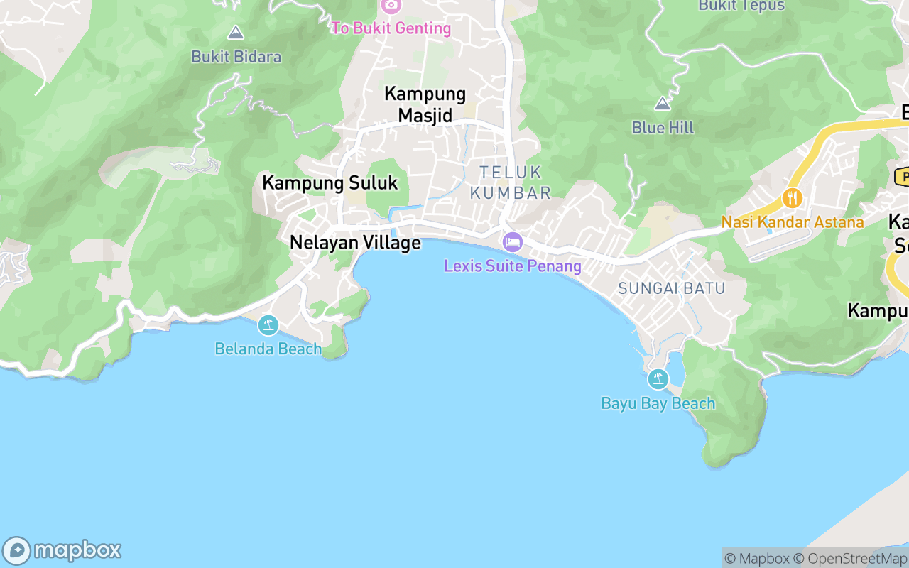 Map showing the location of Sunset View Point (Teluk Kumbar)