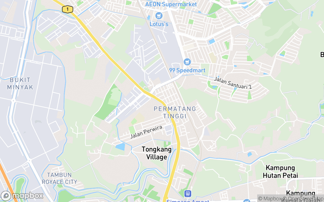 Map showing the location of Pasar Malam Permatang Tinggi