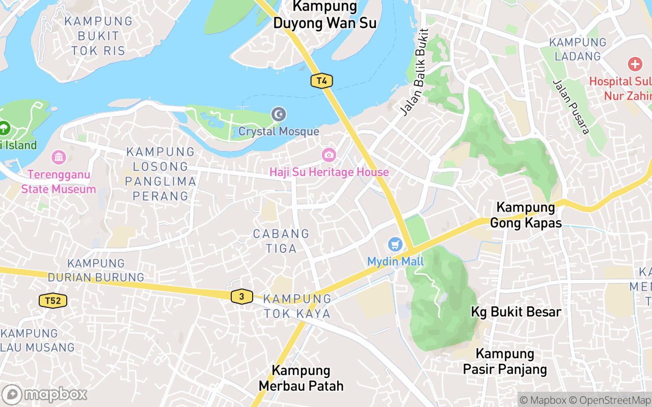 Map showing the location of Hiliran Mosque