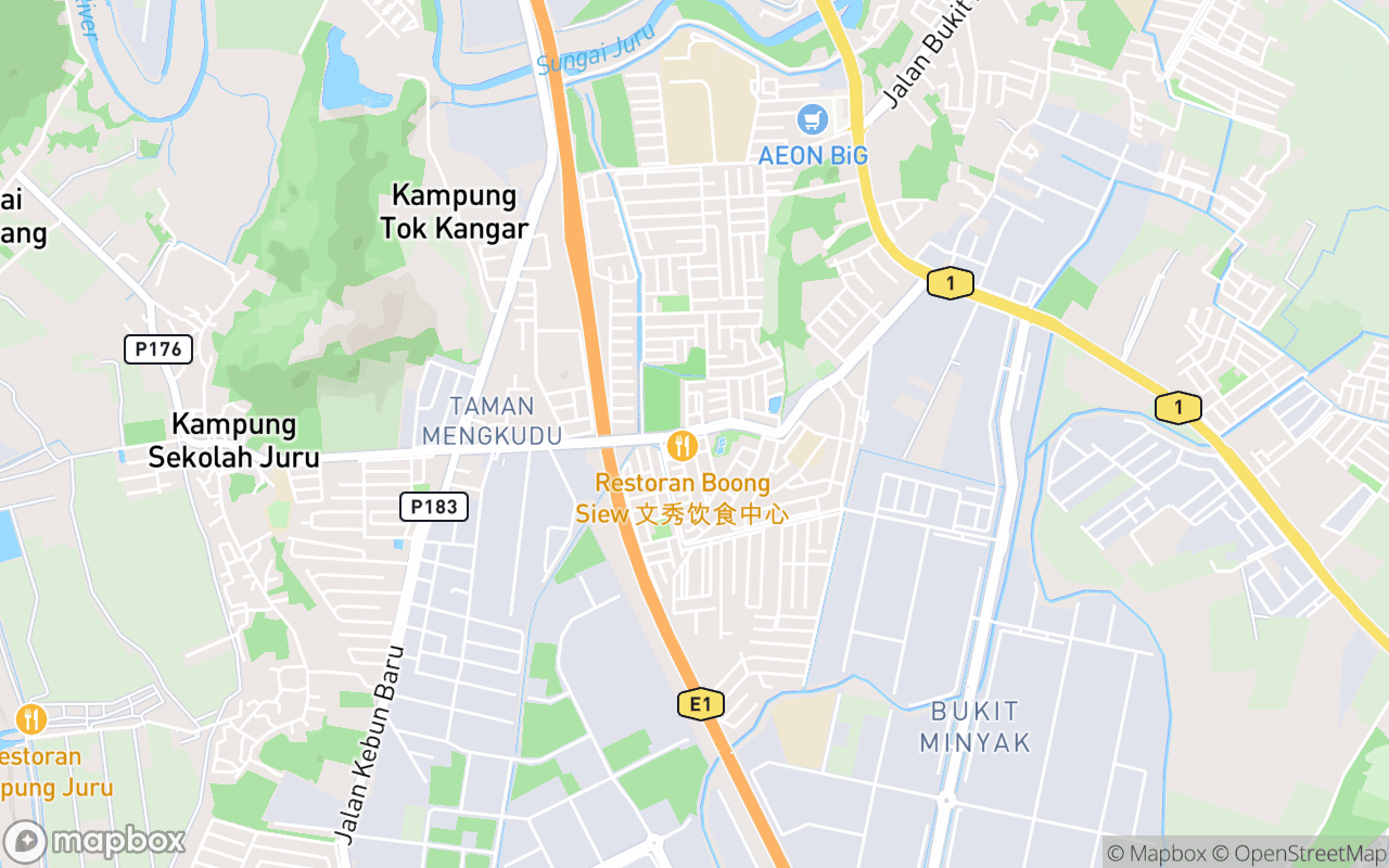 Map showing the location of Pasar Malam Juru