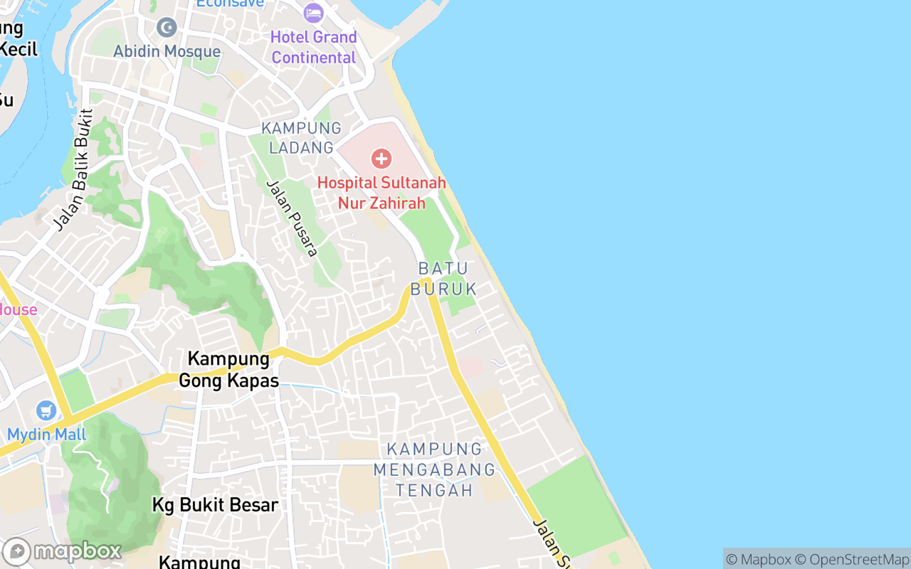 Map showing the location of Batu Buruk Recreational Park