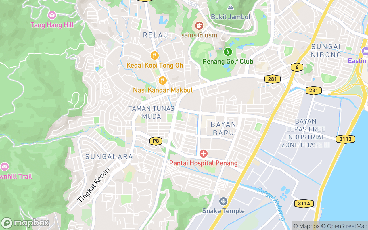 Map showing the location of Olive Tree Hotel Penang