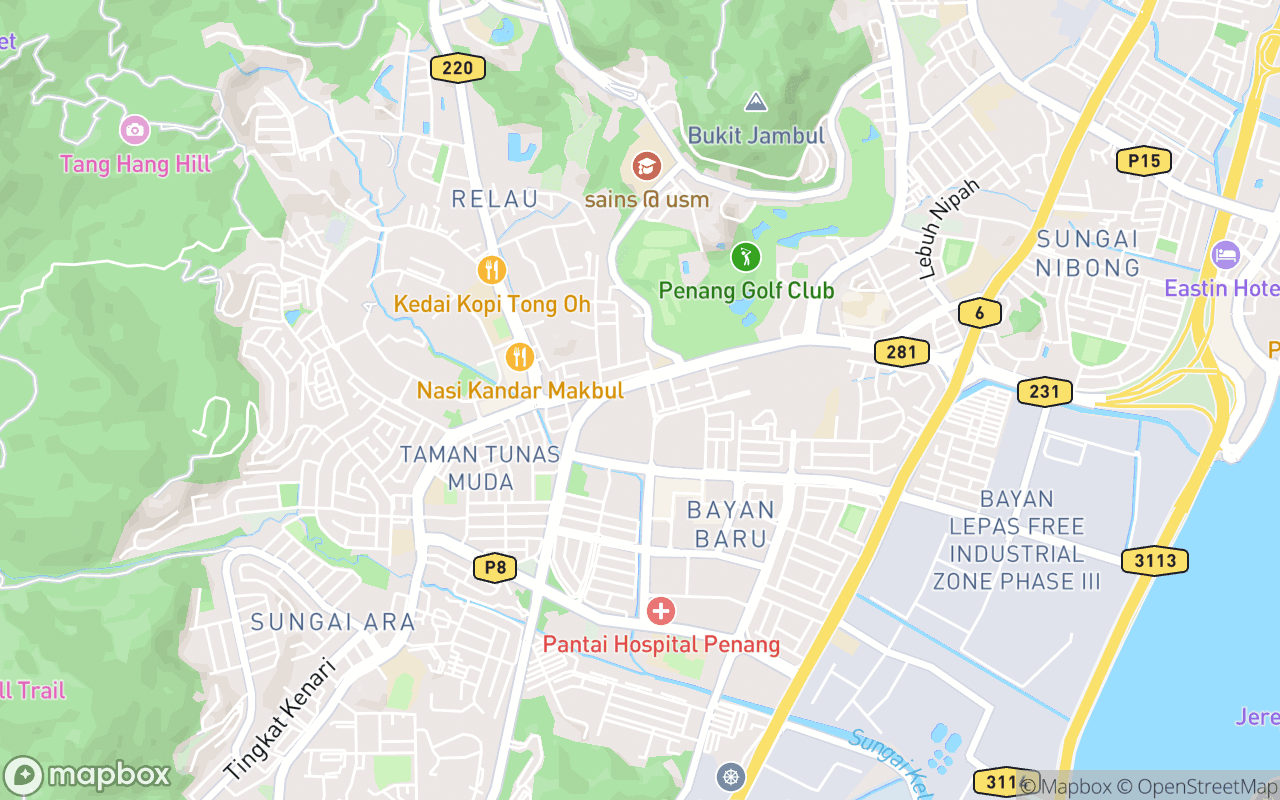 Map showing the location of Amari SPICE Penang