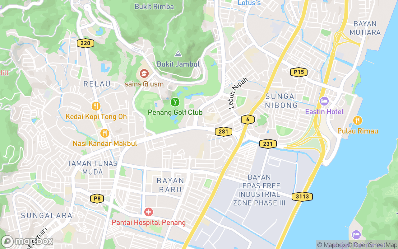 Map showing the location of Penang Uptown