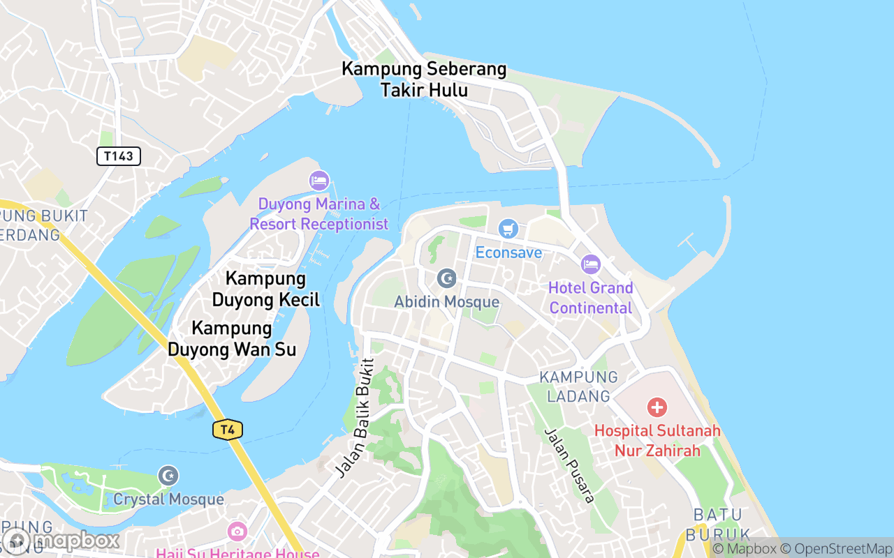 Map showing the location of Masjid Sultan Zainal Abiddin