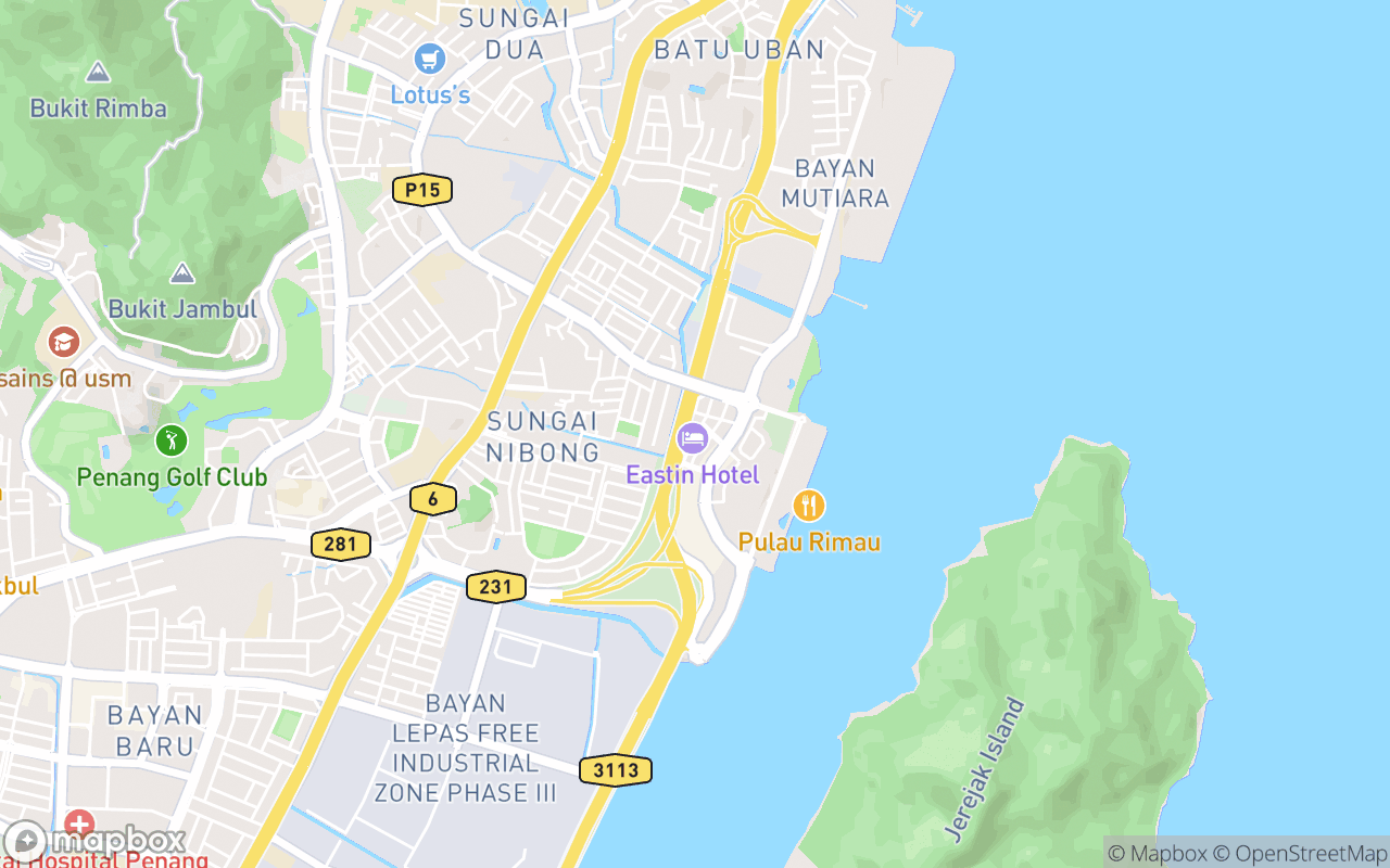 Map showing the location of Danai Spa at Eastin Hotel Penang
