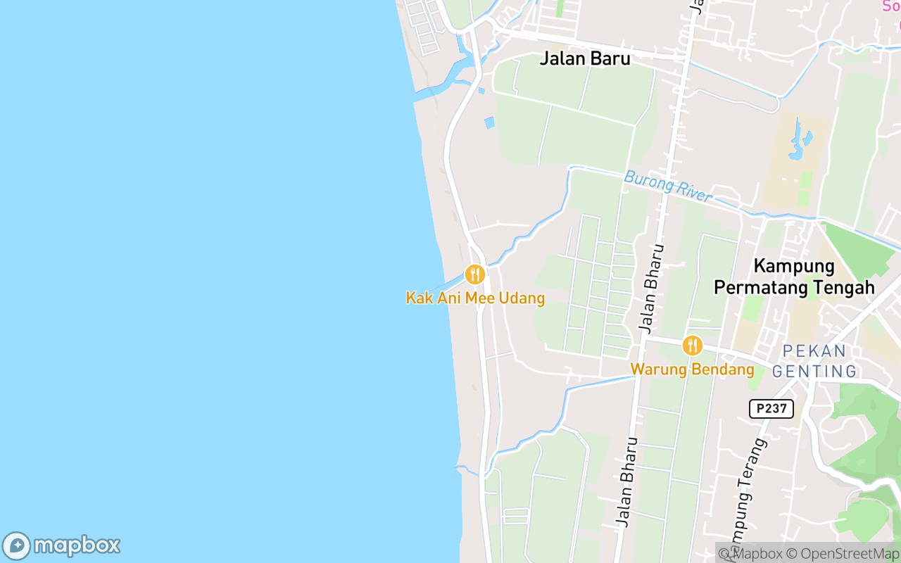 Map showing the location of Pantai Malindo Balik Pulau