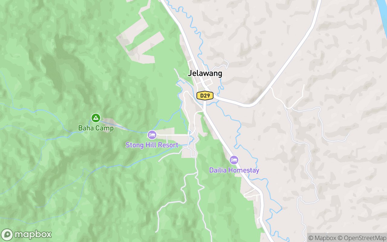 Map showing the location of Gunung Stong Waterfall View