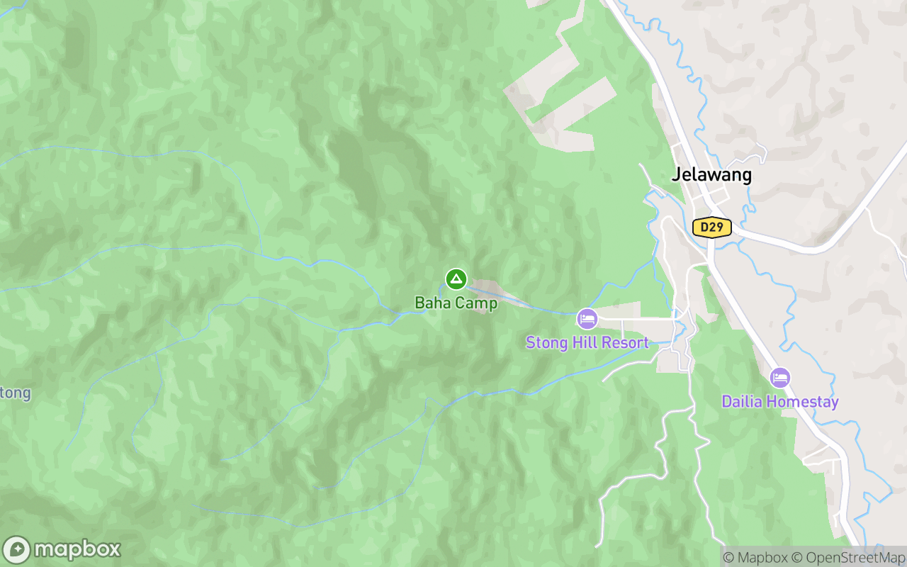 Map showing the location of Jelawang Waterfall