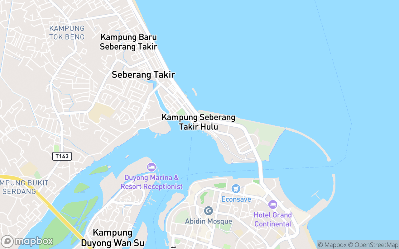 Map showing the location of Masjid Kampung Seberang Takir