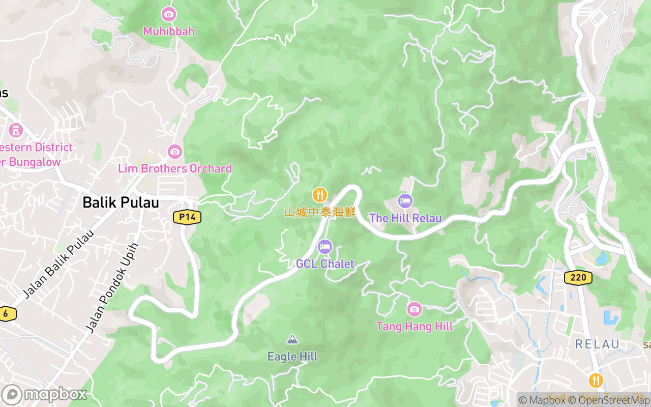 Map showing the location of The Hilltop Thai Restaurant
