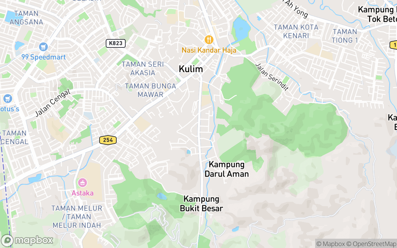 Map showing the location of Taman Burung Kulim