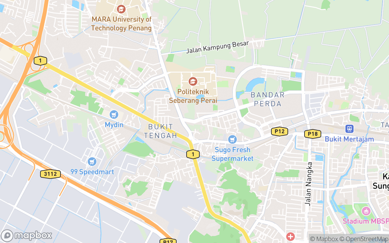 Map showing the location of Pasar Malam Uptown Bandar Perda