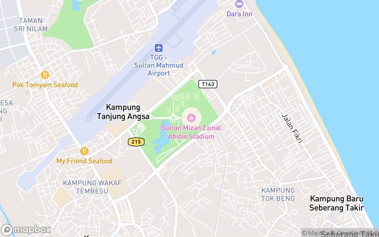 Map showing the location of Kuala Terengganu Stadium
