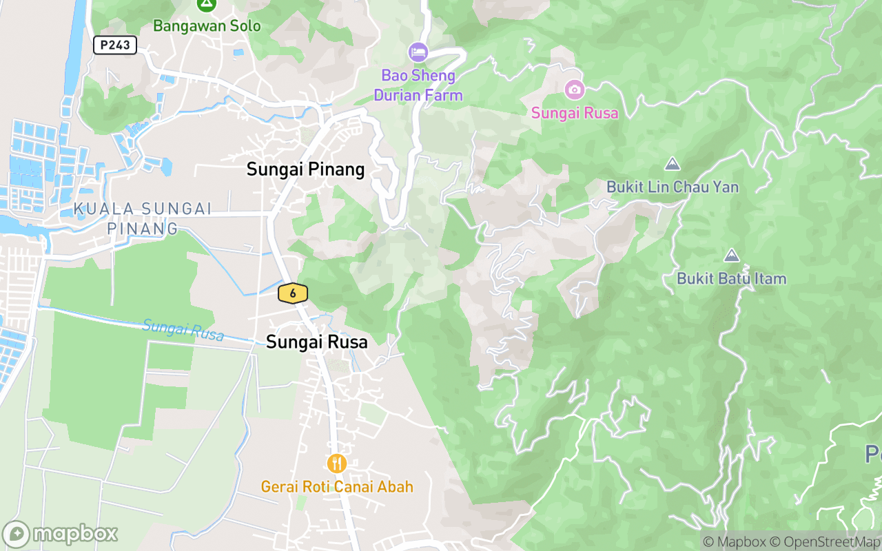 Map showing the location of Sungai Rusa Waterfall