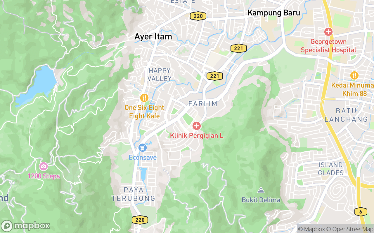 Map showing the location of Pasar Malam Farlim